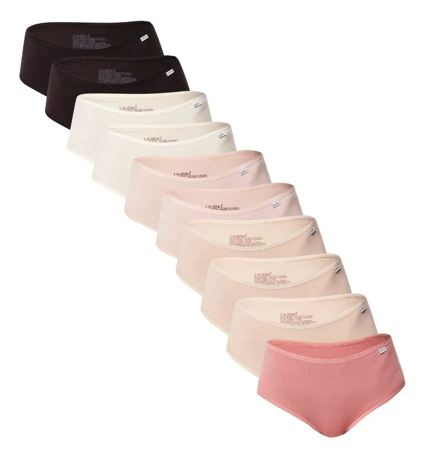 Kit 10 Calcinhas Tipo Calça Média Feminina Delrio